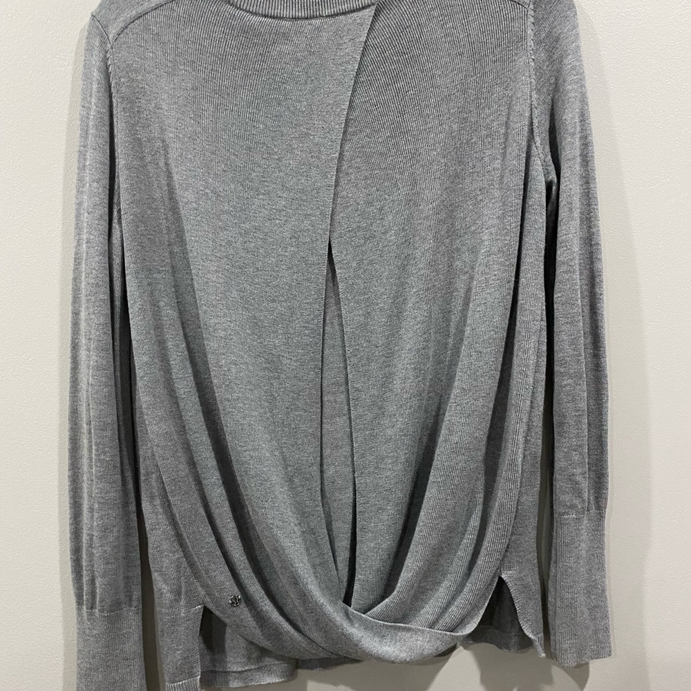 lululemon athletica Gray Crewneck Sweater with Pink Trim